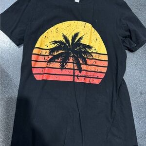 Gildan Black Tee with Tropical Sunset Design